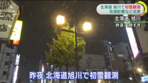 Neve em Asahikawa. Imagens: NHK